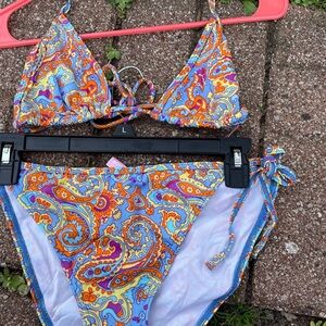 Victoria's Secret Blue and Orange Paisley Bikini multicolor large